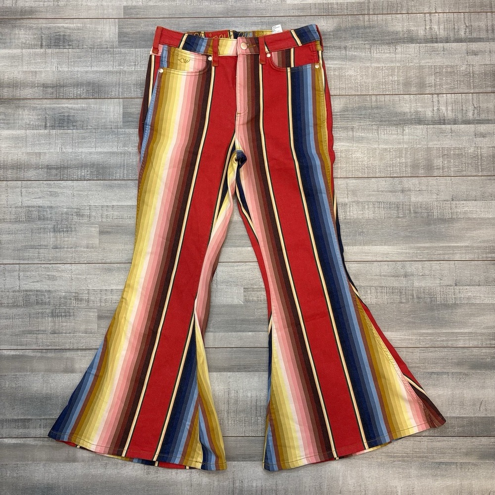 Wrangler Lainey Wilson Jeans 30x29 Denim Striped Flare Bell Bottom Pants New NWT